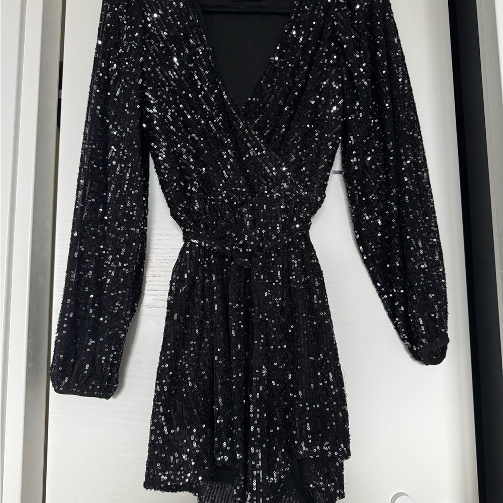 Elegant Black Sequin Romper